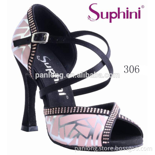 new leather with flower and satin ladies latin salsa tango dance shoes
